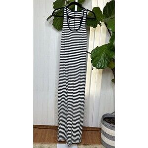 Pact Maxi Dress Organic Cotton Sleeveless Slit Striped Racer Back Size XL